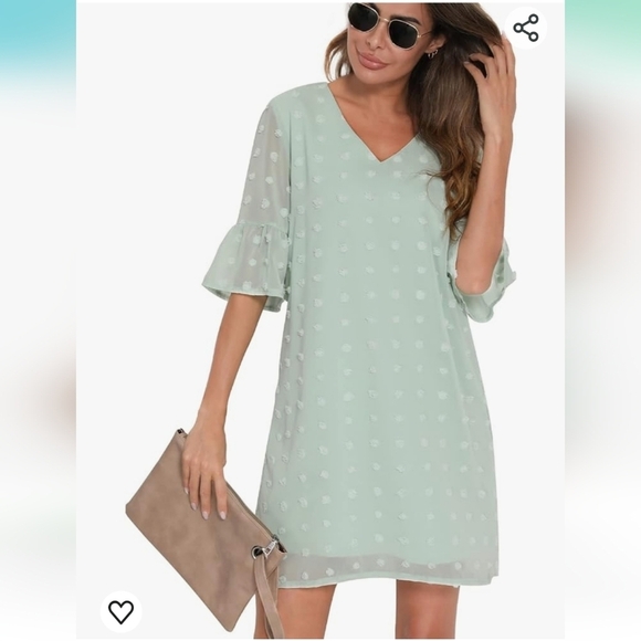 ⭐️40% Off⭐️ Mint Chiffon Polka Dot Shift Dress - Picture 10 of 14